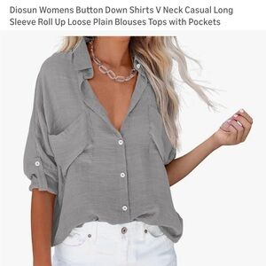 Women's Casual Gray Button Down Shirt